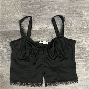La Hearts Black Lace Trim Top